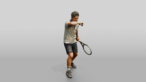 Male Tennis Player Wiping His Brow Mid-Rally - 3D character model, view 1