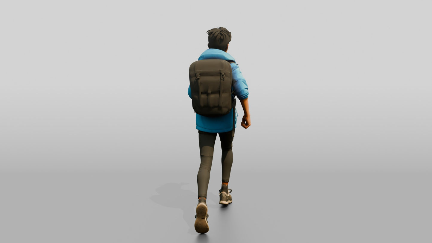 South Asian Teen Boy Running with Backpack