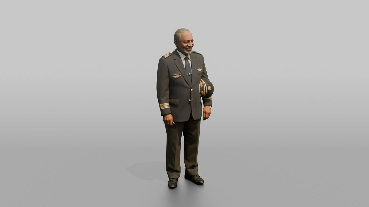 South Asian Flight Attendant Adjusting a Cabin Light Panel - 3D character model, view 1