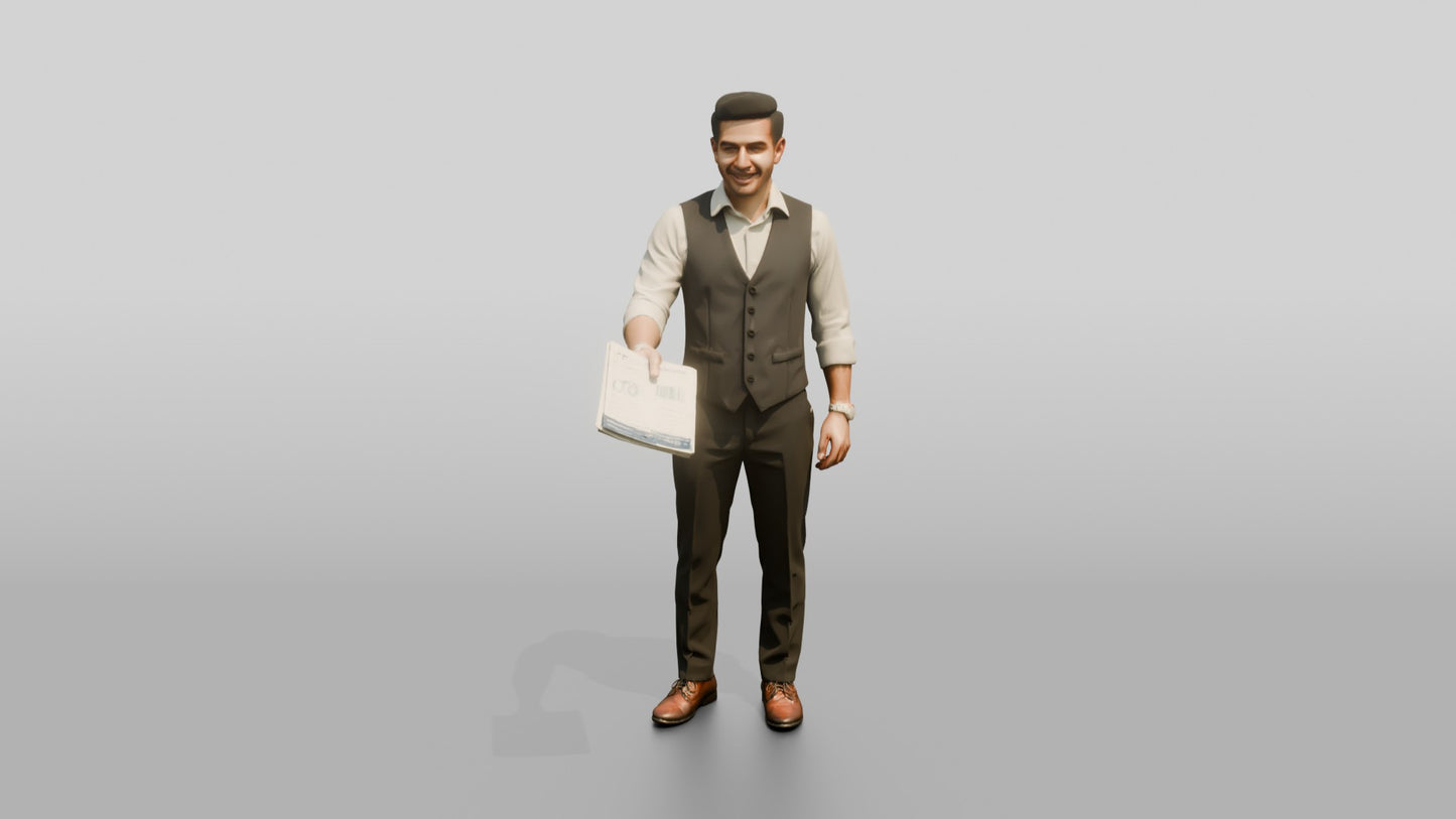 Man Reviewing a Document in a Vest