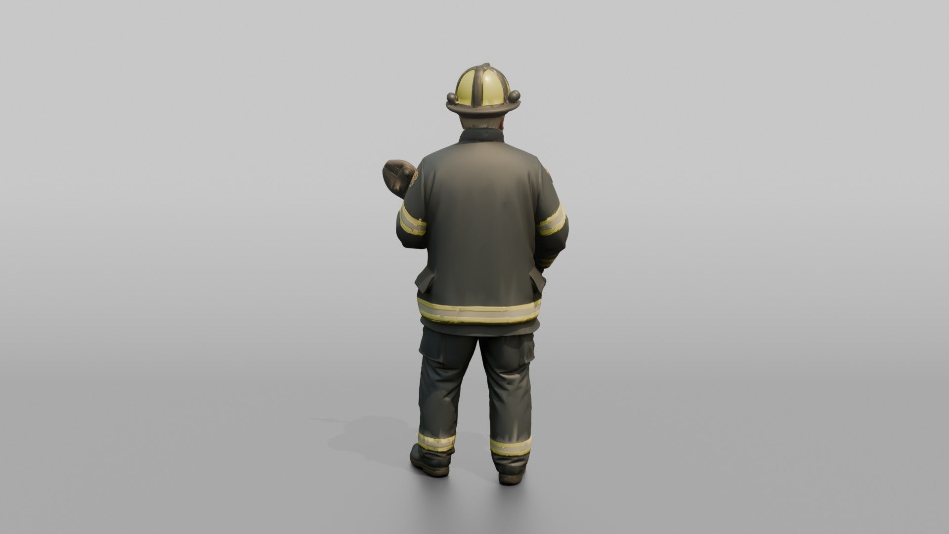 Firefighter Man Standing Ready While Holding a Heavy Bolt Cutter