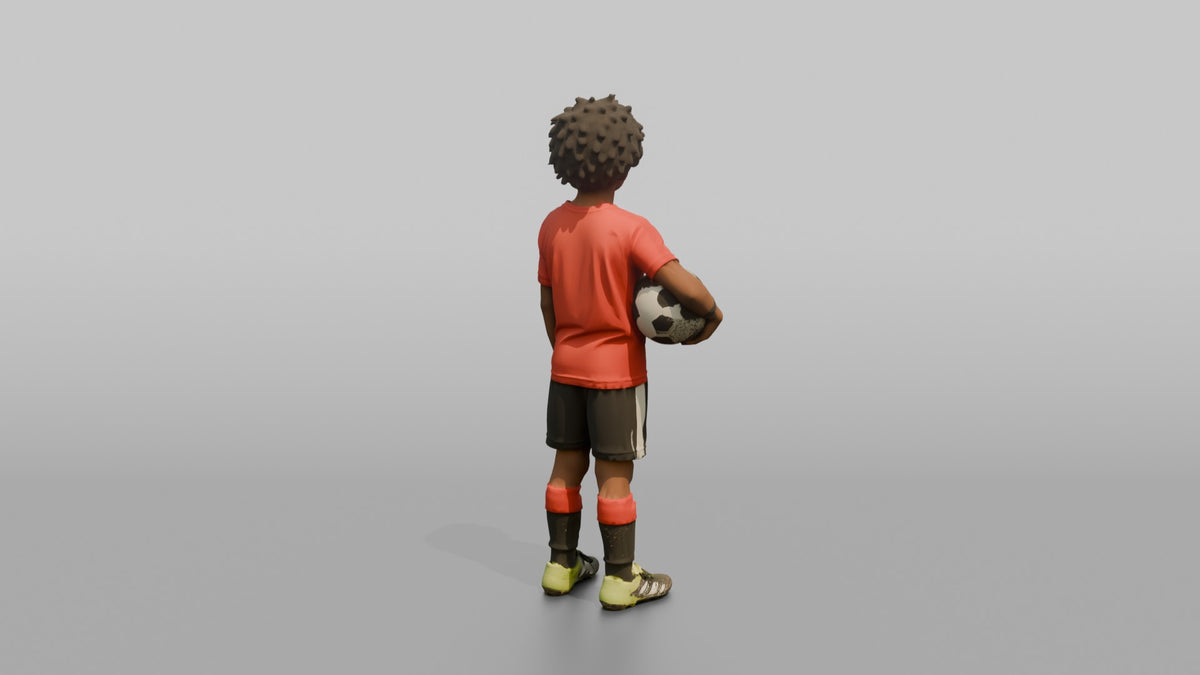 Son Holding A Soccer Ball Under One Arm - 3D character model, view 3