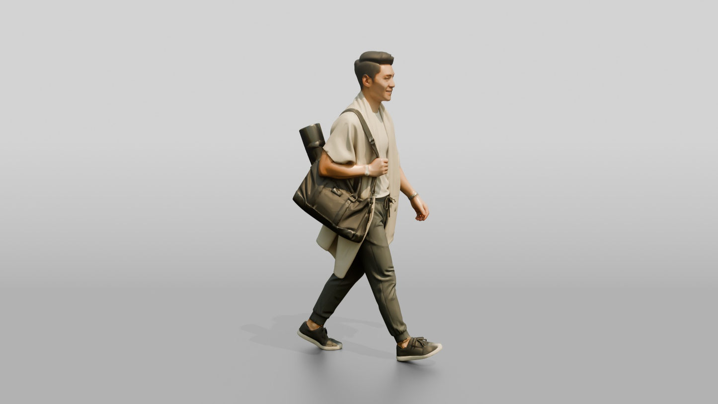 Walking Man in Linen Wrap