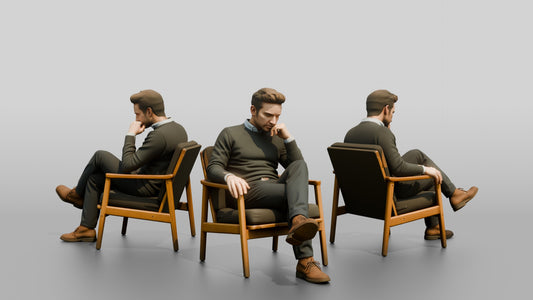 Man Sitting Thoughtfully in a Chair