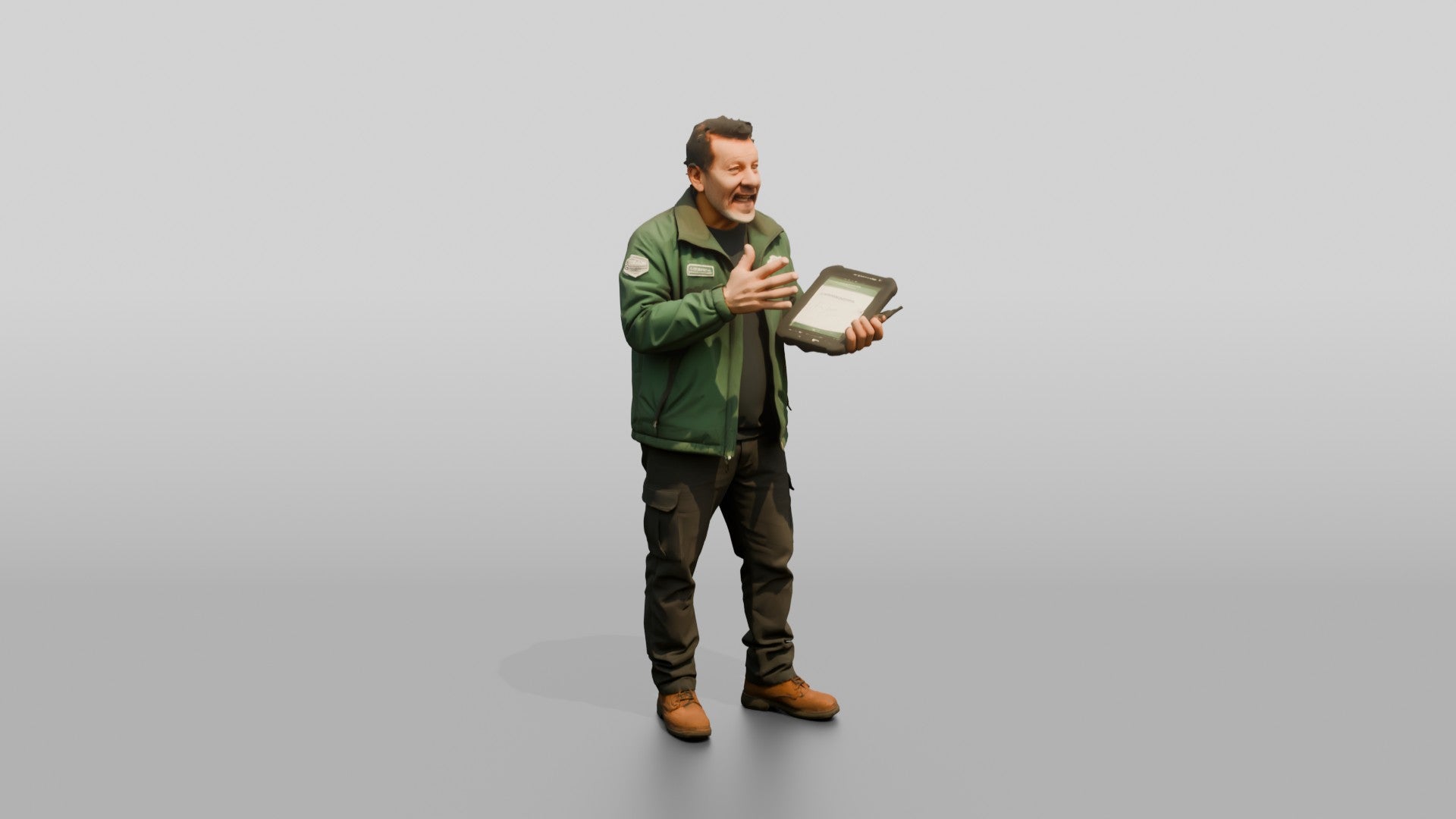 Courier Holding Tablet