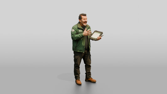 Courier Holding Tablet - 3D character model, view 1