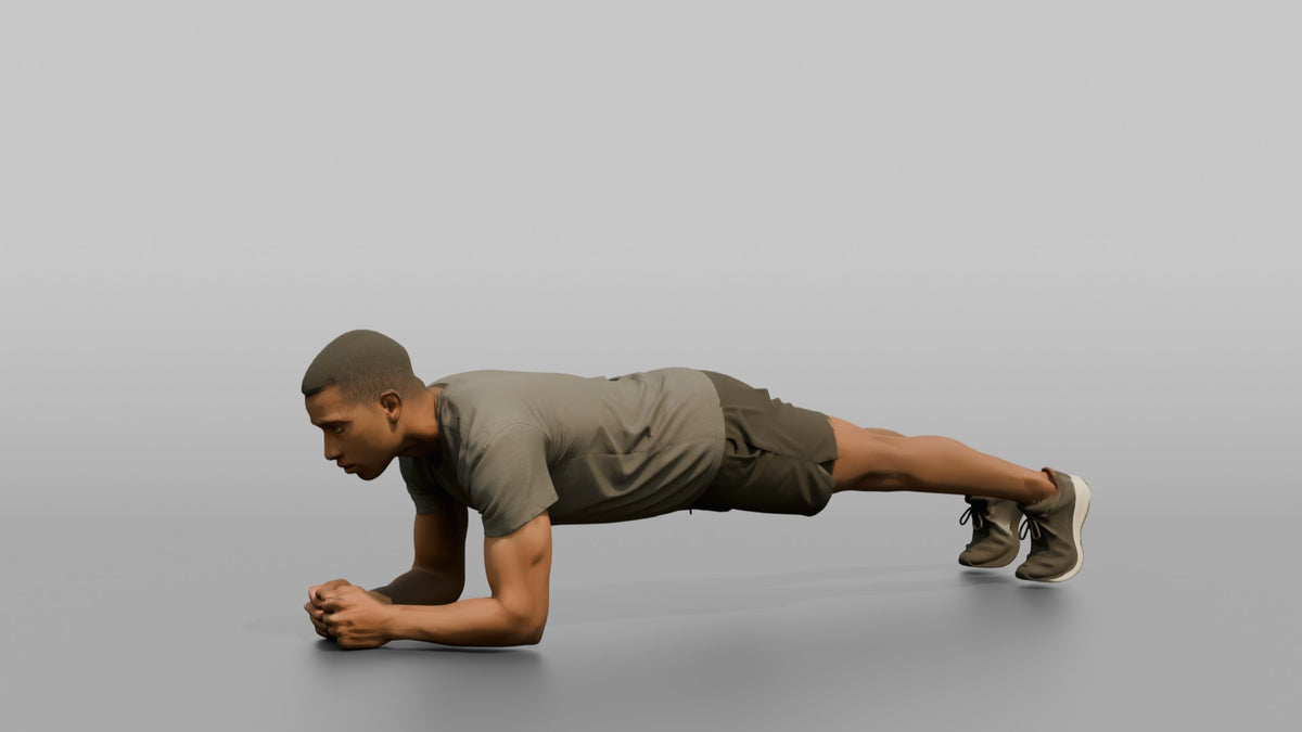 Bodyweight Athlete Man Holding A Plank Position - 3D character model, view 4