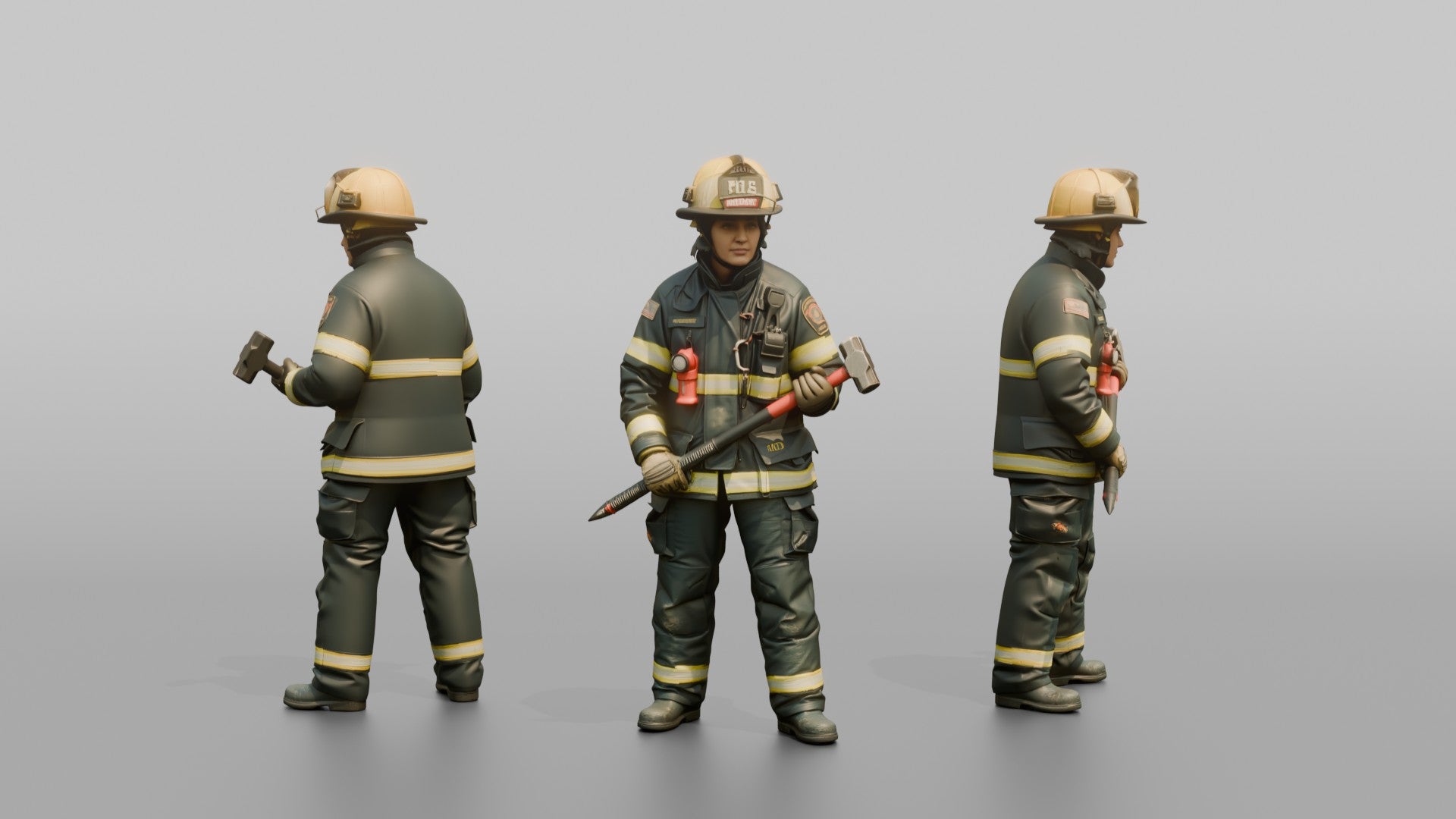 Firefighter Woman Holding a Glass-breaker Entry Tool