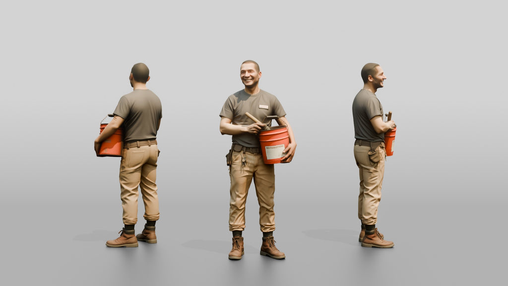 Mechanic Holding a Grease Bucket