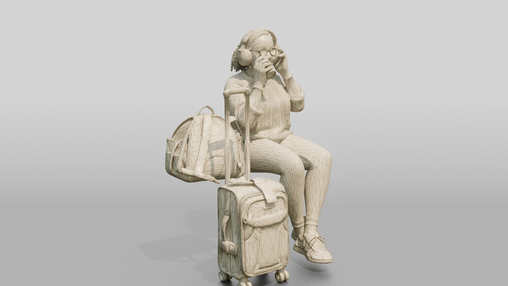Plus-Size Black Woman Seated with Headphones Drinking Coffee