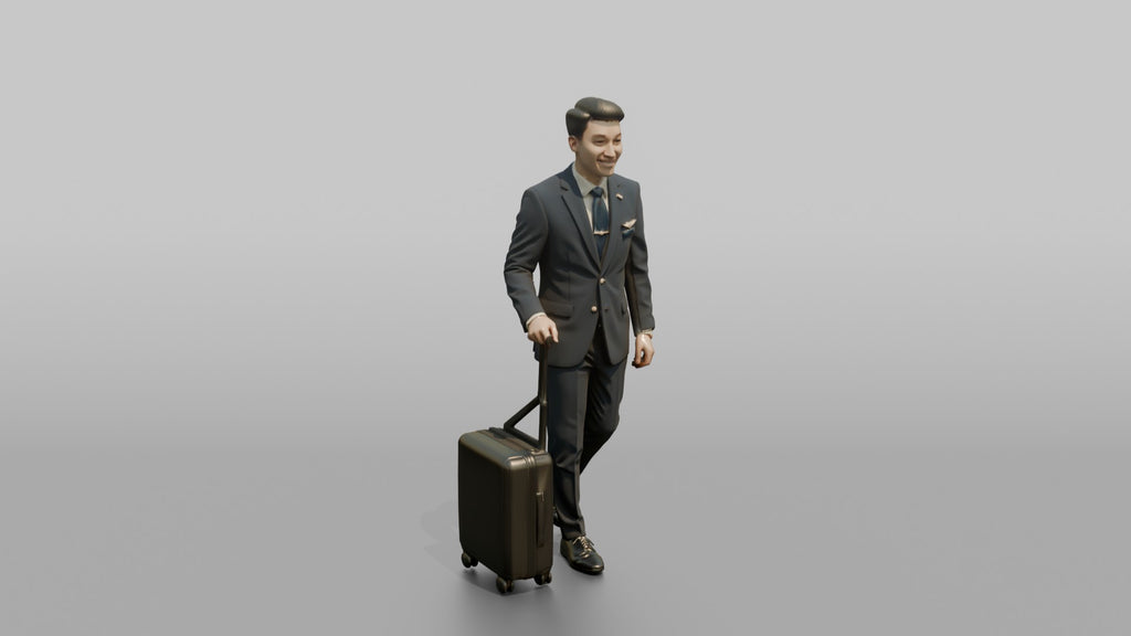 Caucasian Flight Attendant Holding a Coffee Tray