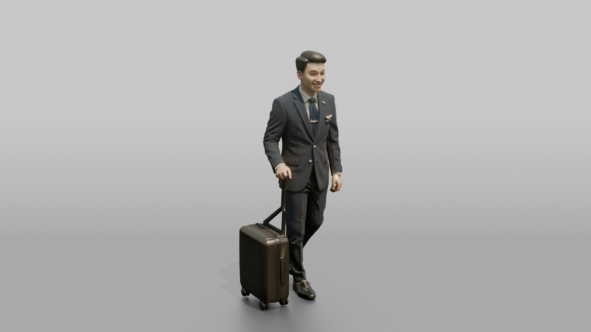 Caucasian Flight Attendant Holding a Coffee Tray
