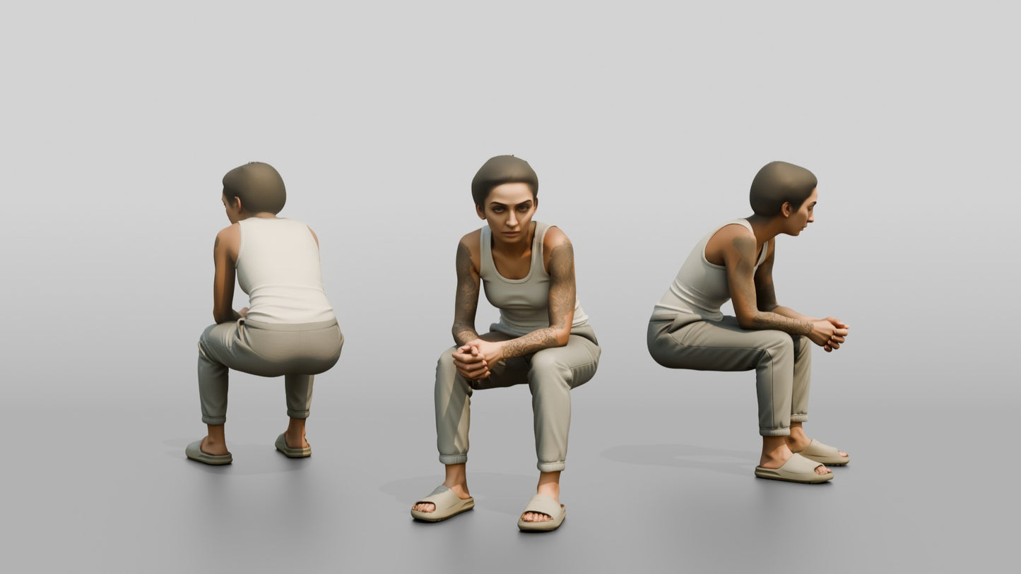 Middle Eastern Female Prisoner in Grey Joggers