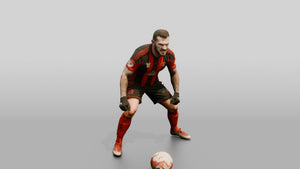 Soccer Player Volley Pass - 3D character model, view 1