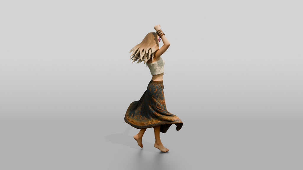 Festival Dancer in a Patterned Skirt