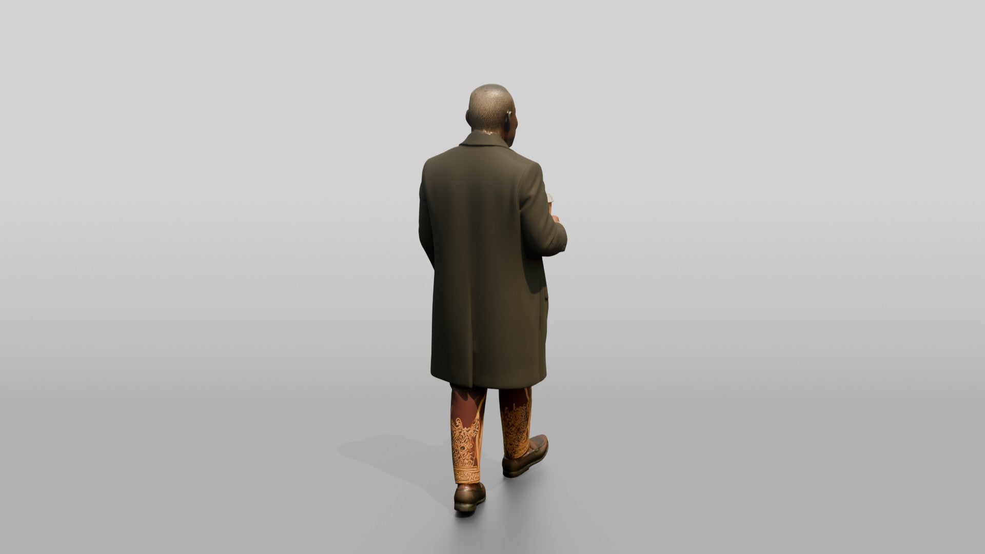 Elderly African Man in an Embroidered Agbada and Coat