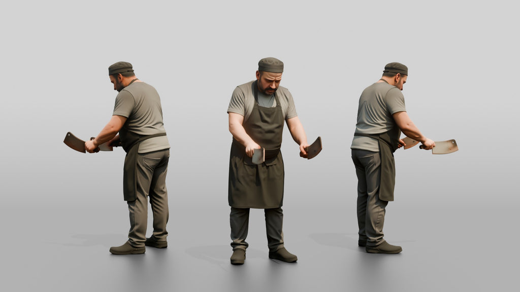 Cook Chopping Kebab Meat
