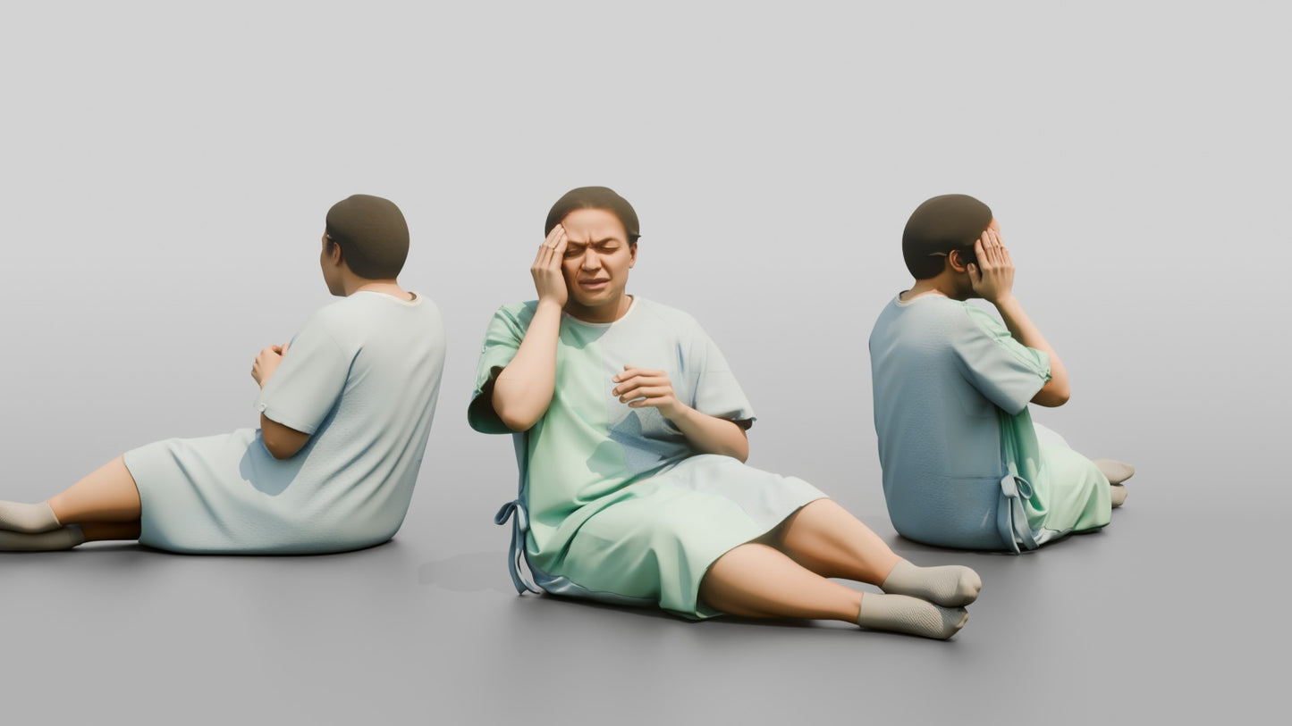 Woman Patient Sitting with a Headache