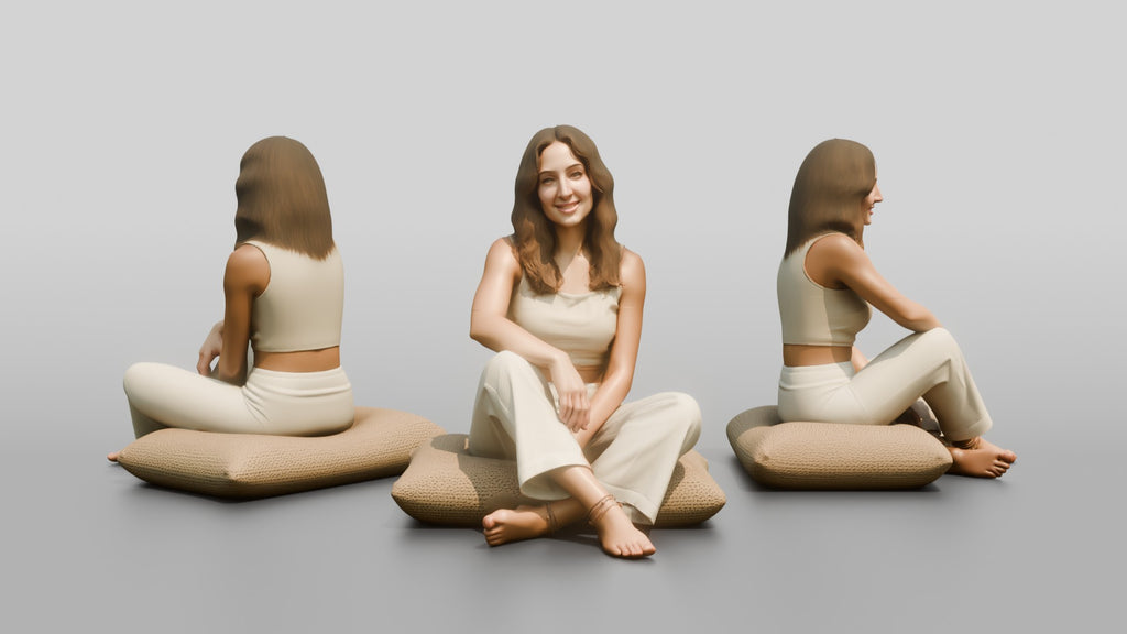 Woman Sitting Cross-Legged on a Cushion