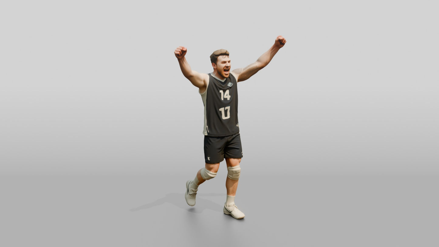 Caucasian Male Volleyball Player in Navy Blue Jersey