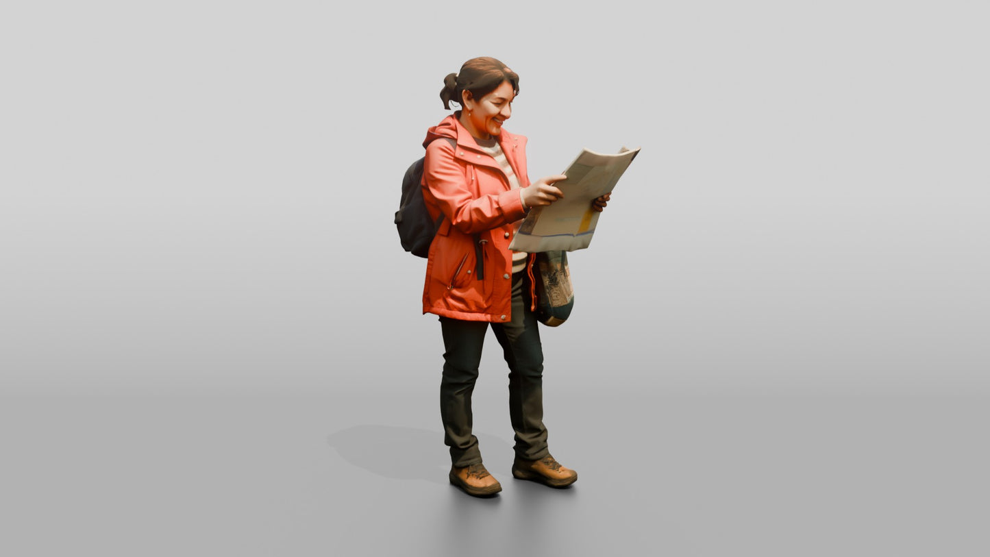 Woman Navigating Busy Market