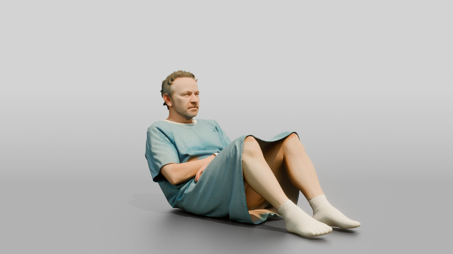 Elderly Man Patient Reclining with Arms Crossed