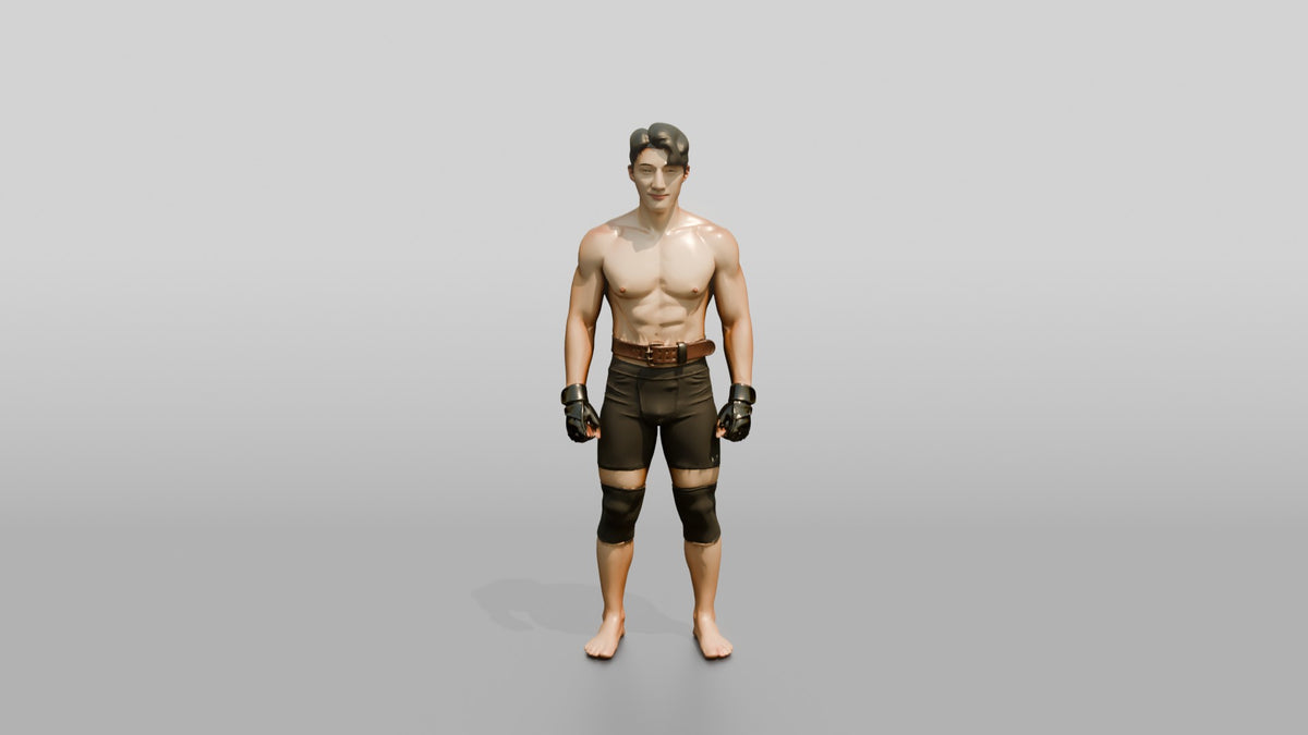 Man Standing in Gym Pose - 3D character model, view 5