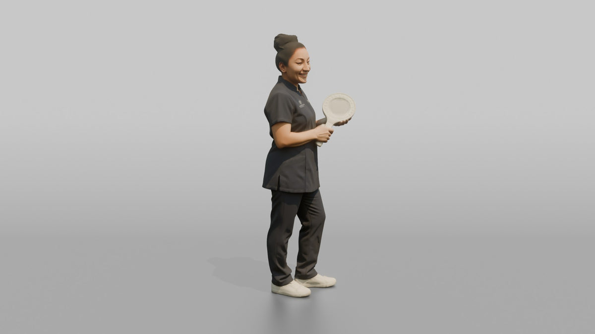 Esthetician Woman Holding A Magnifying Skincare Lamp - 3D character model, view 2