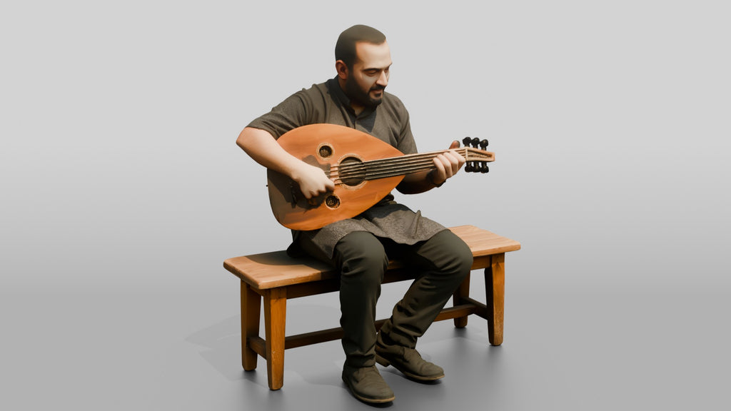 Oud Player Strumming Acoustic Oud