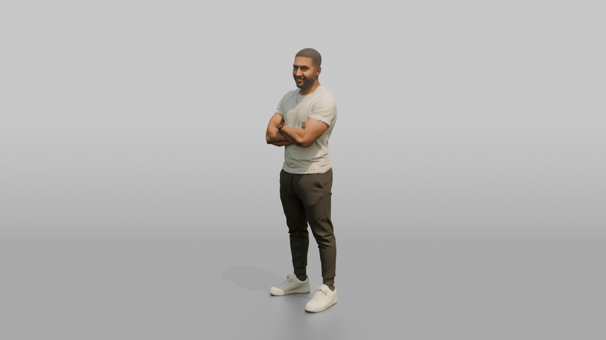 Fitness Influencer Man Standing Confidently With Arms Crossed - 3D character model, view 4
