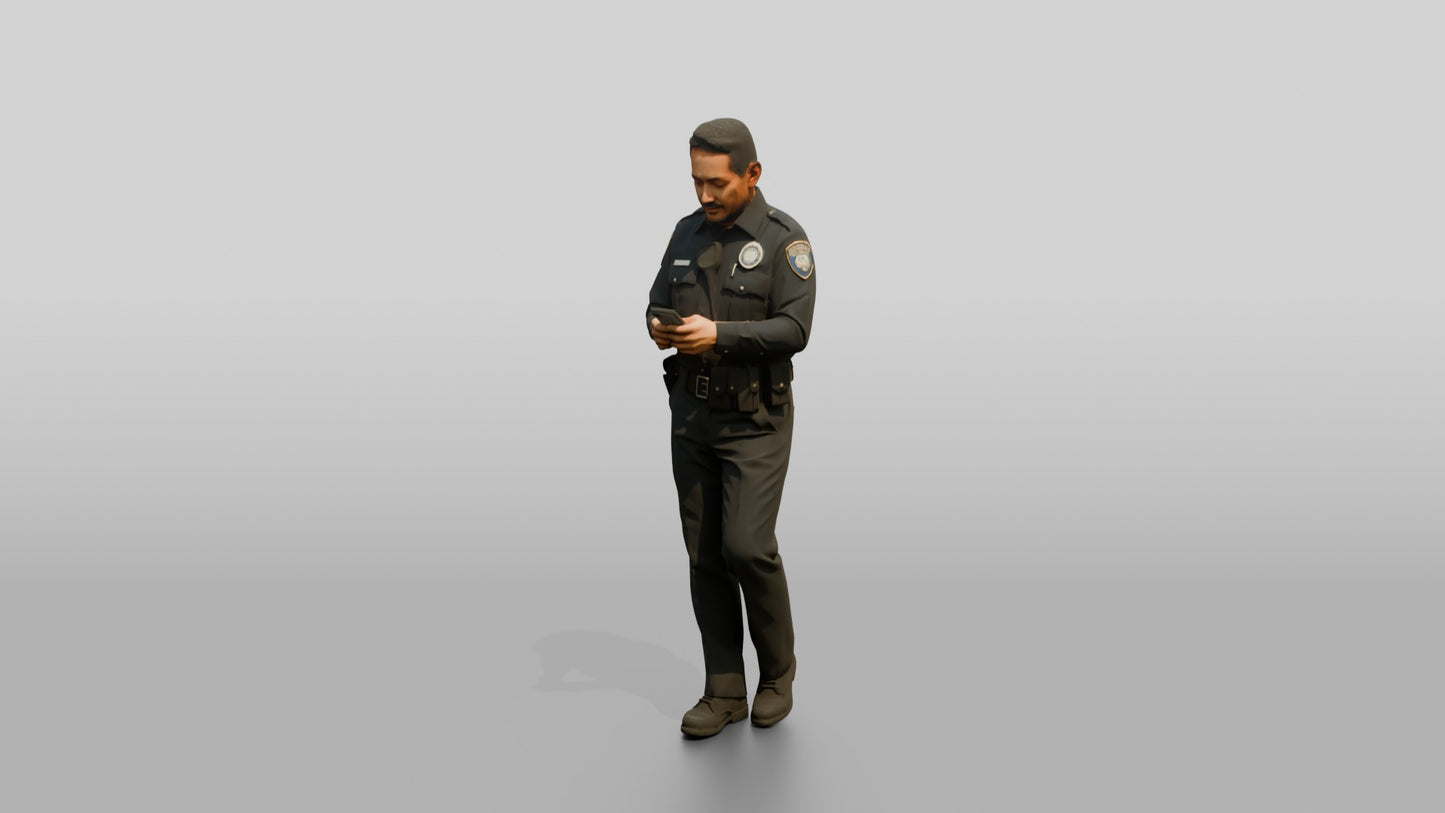 Police Officer Checking His Phone
