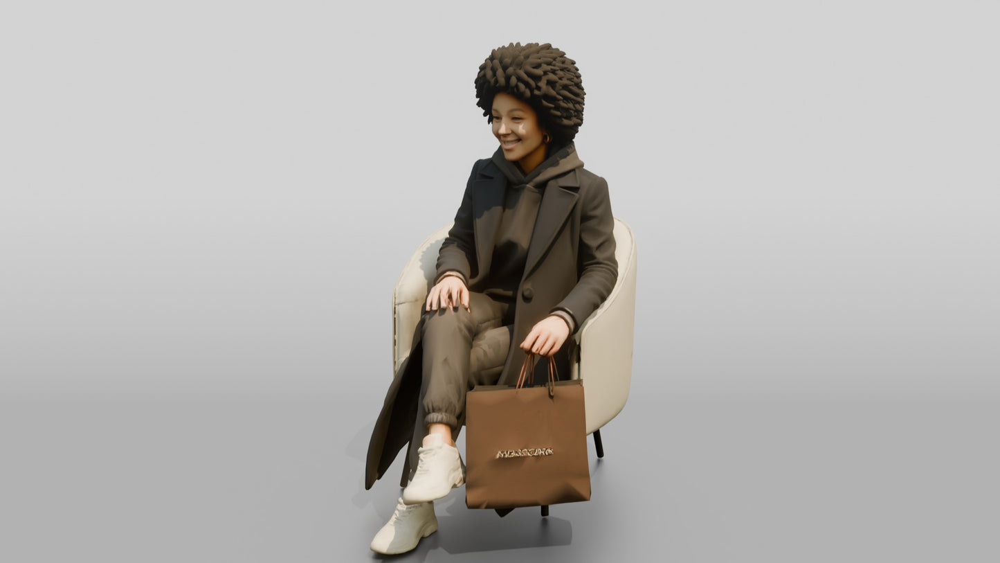 African-American Woman in Wool Winter Coat