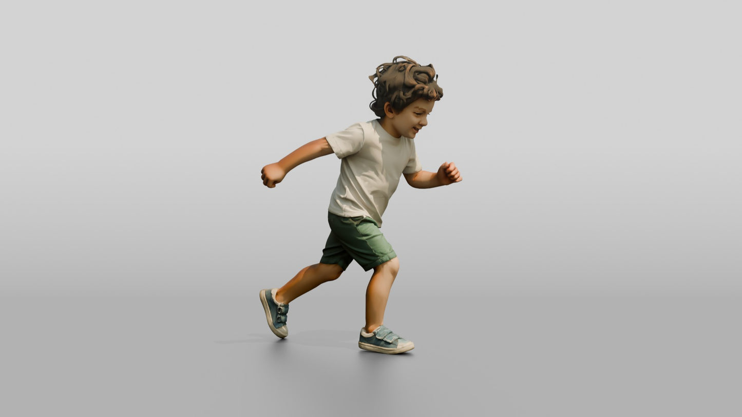 Toddler Greek Boy Chasing a Rolling Ball