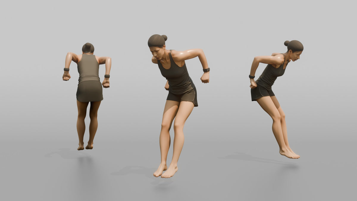 Bodyweight Athlete Woman Mid-rep Of A Tricep Dip - 3D character model, view 1