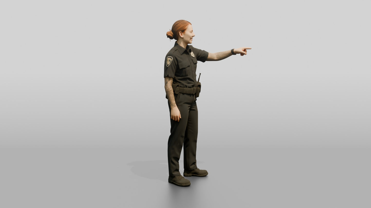 Tattooed Female Police Officer Pointing