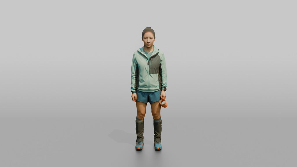 High-Altitude Runner Holding a Water Cup