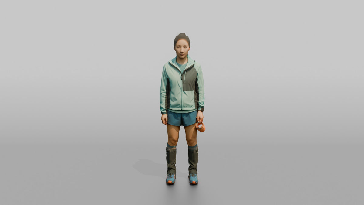 High-Altitude Runner Holding a Water Cup - 3D character model, view 5