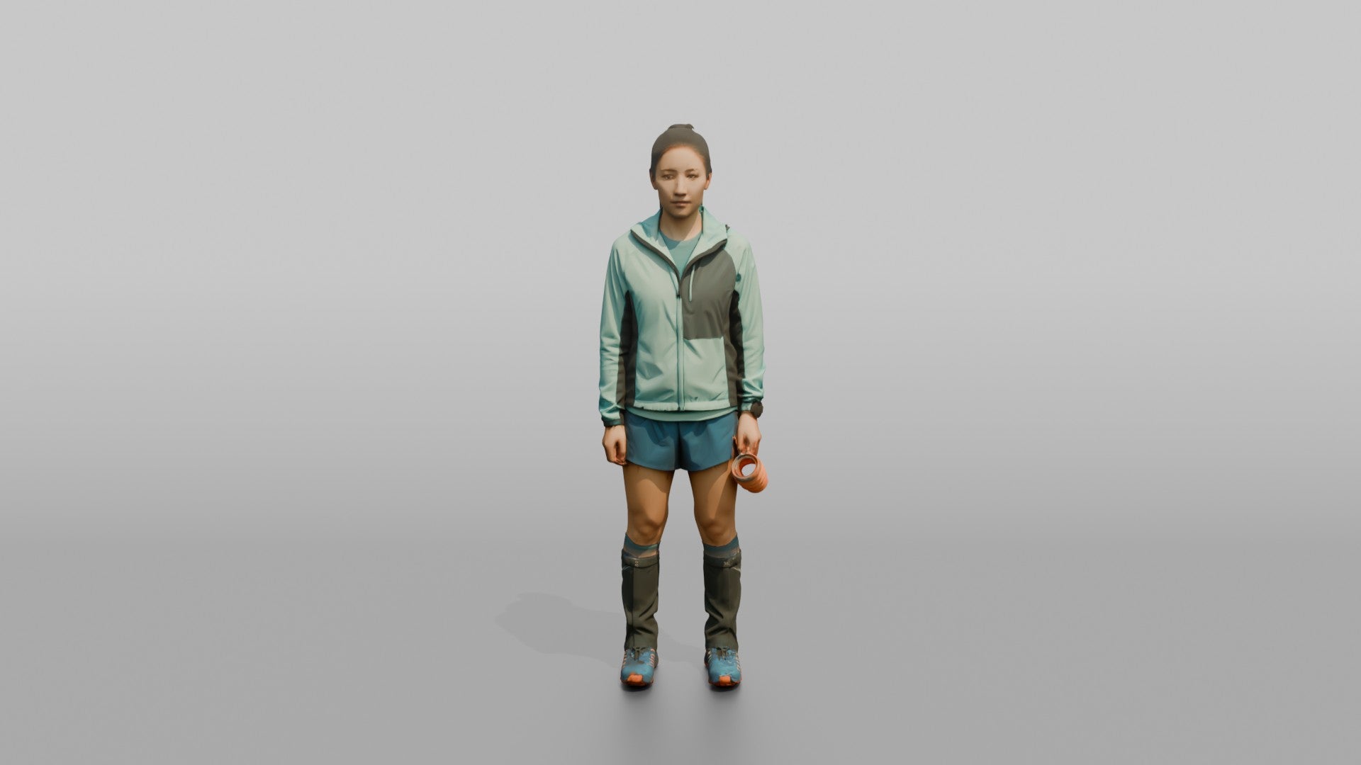 High-Altitude Runner Holding a Water Cup