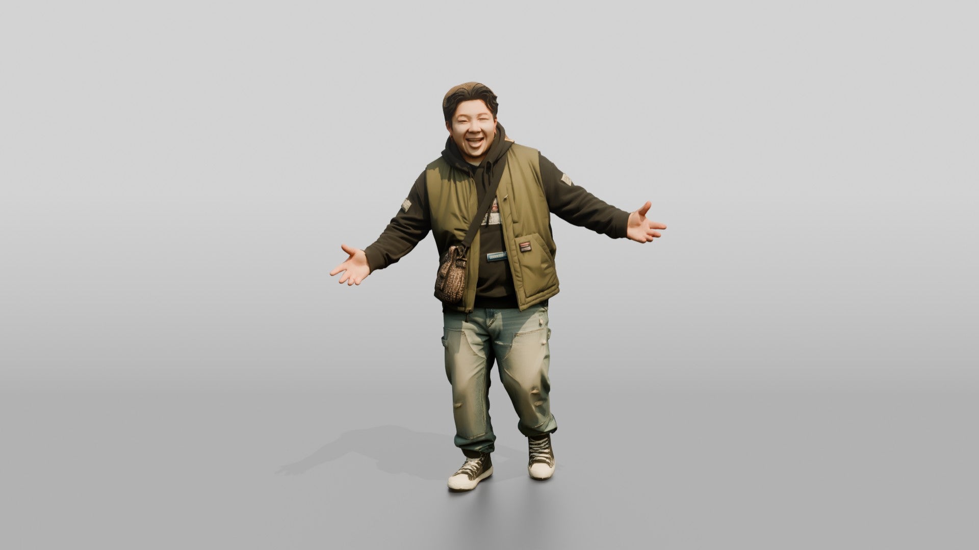 Asian Man in Animated Conversation