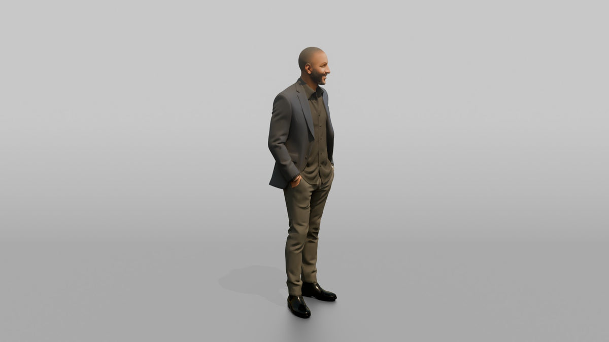 Patron Man Standing With Hands In Pockets, Stylish Nightlife Outfit - 3D character model, view 2