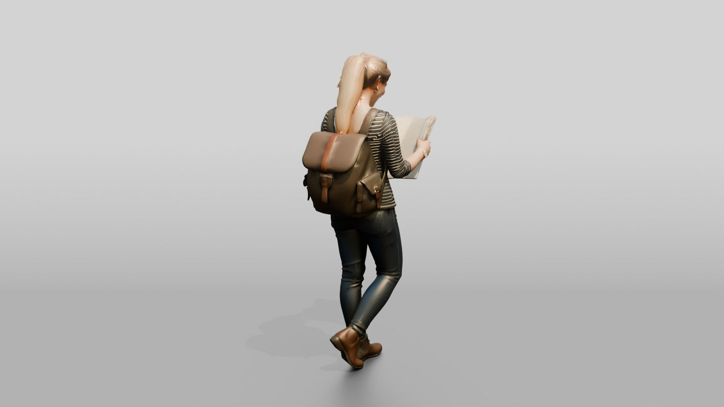Woman Looking at City Map