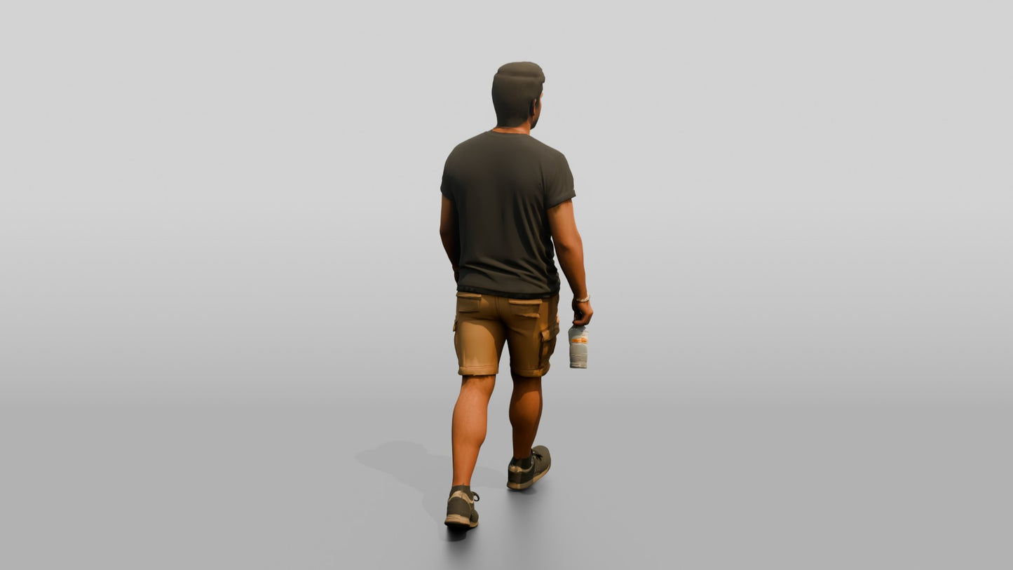 Stocky Spanish Young Man Carrying a Water Bottle