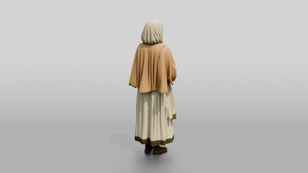Elderly Ethiopian Woman in Traditional White Dress and Shawl