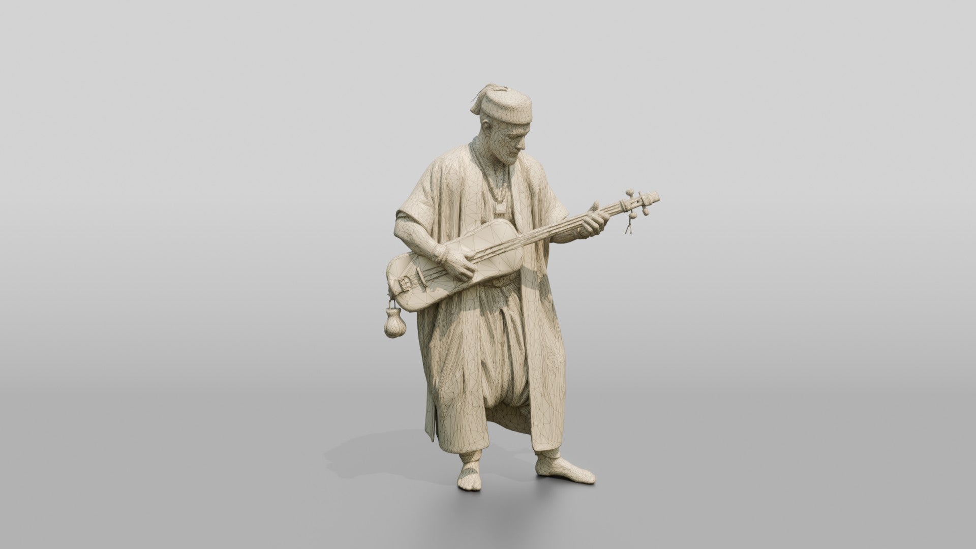 Gnawa Musician Playing Guembri Lute