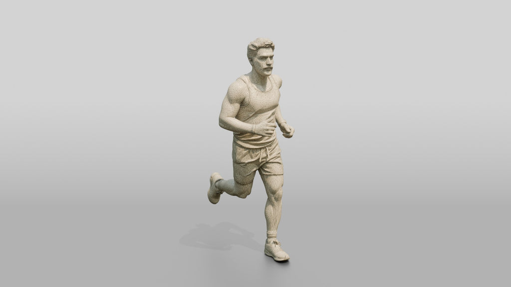Stocky Young Lebanese Man Jogging on a Park Trail