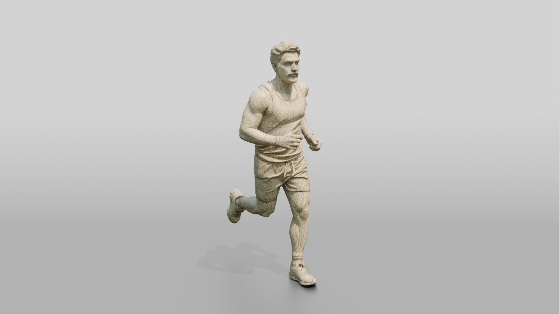 Stocky Young Lebanese Man Jogging on a Park Trail