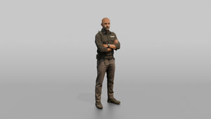 Door Staff Man Arms Crossed, Standing Guard Posture - 3D character model