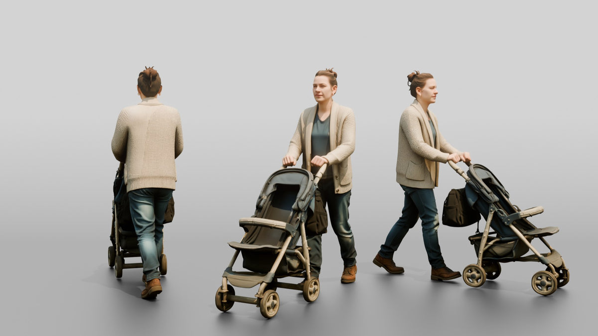 Caucasian Female Walking - 3D character model
