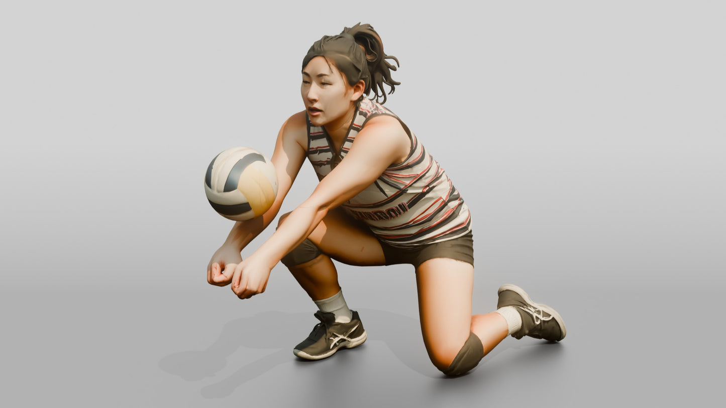 Caucasian Female Volleyball Player in Neon Yellow Jersey