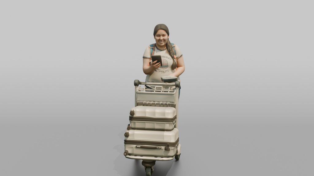 Traveler Checking In On Her Phone